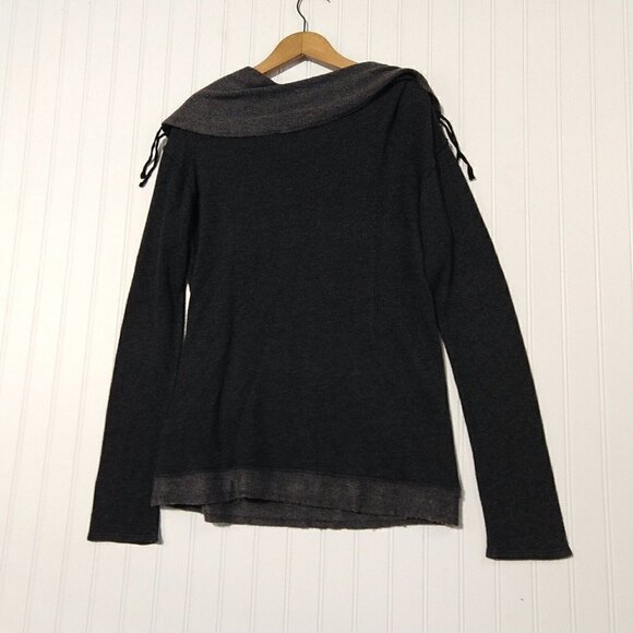 Gypsy 05 Cowl Neck Pullover Sweater Size M Gray Embellished Aztec Long Sleeve - Picture 9 of 9